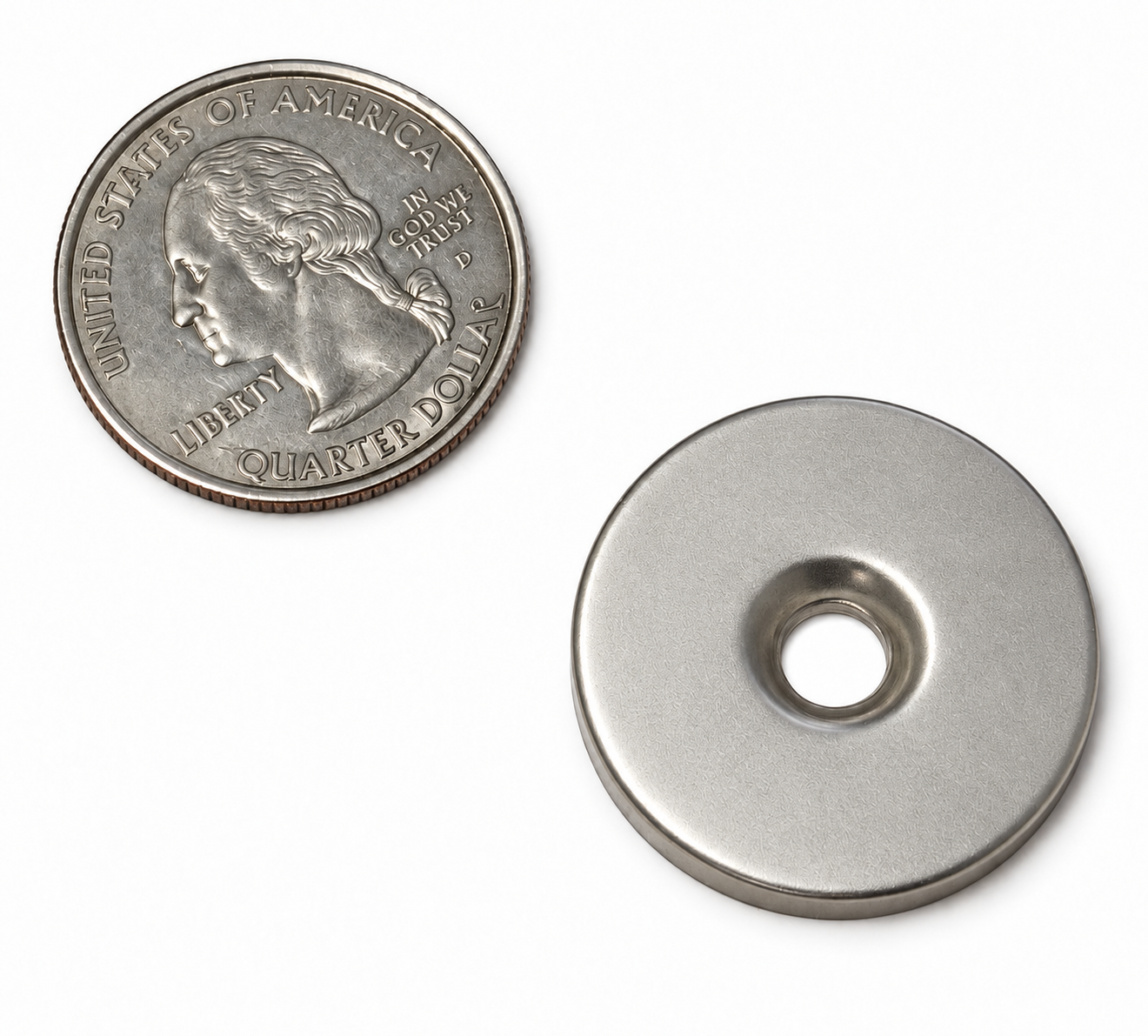 N52 1 x 1/8 Inch Neodymium Magnet Encased in Protective Steel Shatter-Resistant Screw-Mount Magnet